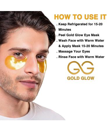 Gold Glow Under Eye Patches - 24K Gold Masks for Dark Circles & Puffiness with Collagen, Hyaluronic Acid, Vitamin C - 30-Pairs - Buy Online on GoSupps.com