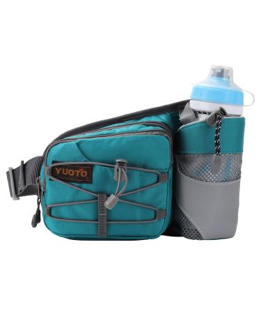YUOTO Waist Pack with Water Bottle Holder for Running Walking Hiking Hydration Belt Green