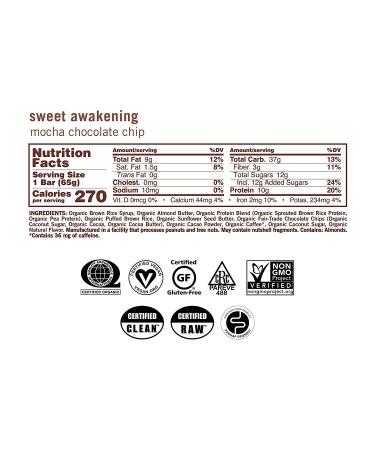 GoMacro Organic Vegan Protein Bars - Mocha Chocolate Chip (12 Pack, 2.3oz) - Buy Online on GoSupps.com