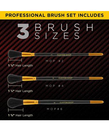 Custom Shop Gilders Mop Dusting Brush Set - Professional Grade Black Goat Hair Brushes - Set of 3 Sizes 2, 4 & 6 - Wooden Handles for Dusting Gold Leaf Guilding & Sign Lettering - Buy Online on GoSupps.com