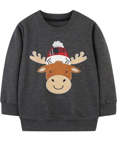 Kids Dinosaur Sweatshirt - Cotton Casual Top for Boys & Girls, Long Sleeve Pullover T-Shirt for Toddlers, Baby Clothes 1-8 Years - Elk Design - Size 6-7 Years - Buy Online on GoSupps.com
