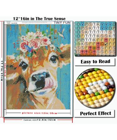 TINY FUN 5D Diamond Painting Kit - Cow Gem Art DIY for Adults & Kids - Full Drill Round Diamonds - Home Wall Decor Gift - 12x16inch - Buy Online on GoSupps.com
