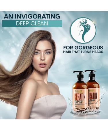 Keratin Shampoo and Conditioner Set - Sulfate Free with Moroccan Argan Oil - Moisturizing Treatment for Hair Thickening, Volume, and Shine - Men and Women - Buy Online on GoSupps.com