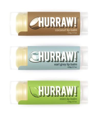 Hurraw! Coconut Earl Grey Mint Lip Balms 3 Pack Bundle: Organic Certified Vegan Cruelty and Gluten Free. Non-GMO 100% Natural Ingredients. Bee Shea Soy and Palm Free. Made in USA Coconut Earl Grey Mint - Bundle