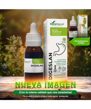 Soria Natural Composor 11 Digeslan Complex with gentian bitter chamomile fennel rosemary balm bromelain and mint helps with digestion enzymes with properties of the - Buy Online on GoSupps.com