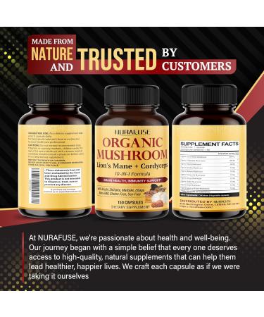 Organic Mushroom 10-in-1 Formula - with Lion's Mane Cordyceps Reishi Shiitake Maitake Chaga Non-GMO Gluten-Free Soy-Free (150 Count (Pack of 1)) - Buy Online on GoSupps.com