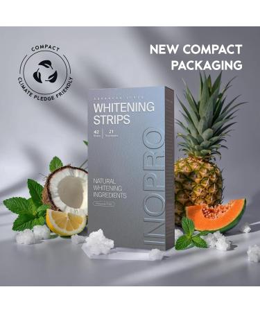 InoPro Natural Teeth Whitening Strips Kit 21 Treatments - Sensitive Teeth Whitener Peroxide Free with Papain Bromelain Coconut Oil White Strips for Teeth Whitening (42 Strips) 42 Count (Pack of 1) - Buy Online on GoSupps.com