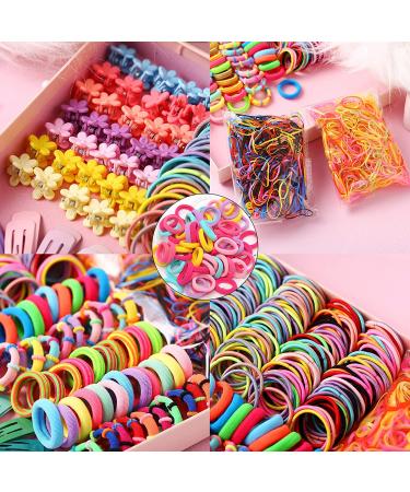 780PCS Clear Elastic Hair Bands & Mini Claw Clips Set for Girls| Hair Ties Kit with Storage Box| Rubber Bands for Children| Assorted Colors - Buy Online on GoSupps.com