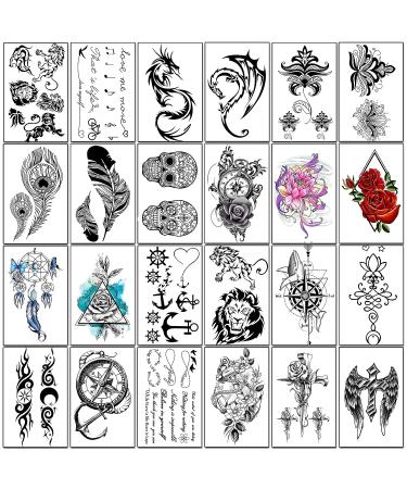 Yazhiji 36 Sheets Temporary Tattoos Stickers - 12 Large Fake Body Arm Chest Shoulder Tattoos for Men and Women - Buy Online on GoSupps.com