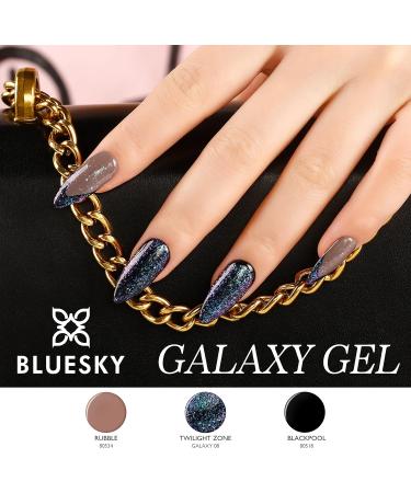 Bluesky Gel Nail Polish Galaxy 08 Twilight Zone Clear Coat with the Galaxy Colored Flakes Glitter 10ml (Requires Curing Under UV LED Lamp) - Buy Online on GoSupps.com