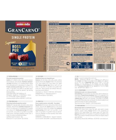 Animonda Gran Carno Adult Superfoods Wet Dog Food - Pure Ross 6 x 400g | Premium Nutrition for Dogs - Buy Online on GoSupps.com
