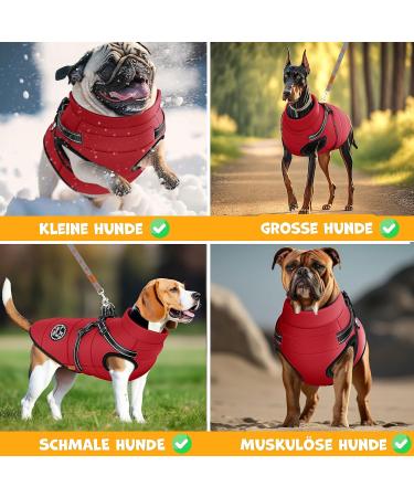 Lovpet Dog Jacket & Coat - Waterproof Padded Winter Vest with Reflectors D-Ring & 45 Feces Bags - 2XL Bordeaux Red for Dogs - Buy Online on GoSupps.com