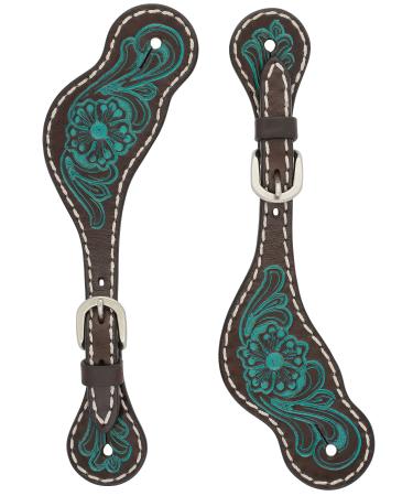 Turquoise Cross Carved Turquoise Flower Collection Ladies' Spur Straps - Buy Online on GoSupps.com