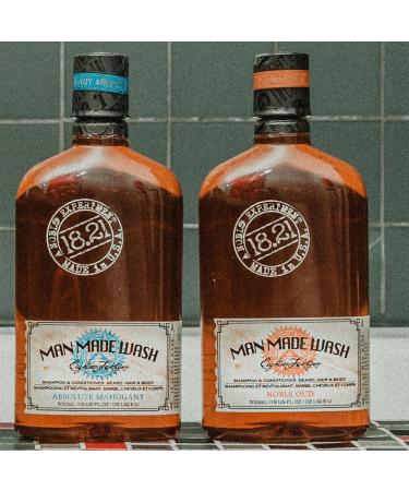 18.21 Man Made Noble Oud Wash & Absolute Mahogany 3-in-1 18 oz Wash 2-Set Bundle All Hair & Skin Types for Men Strengthens and Moisturizes in a Manly Aroma - Buy Online on GoSupps.com