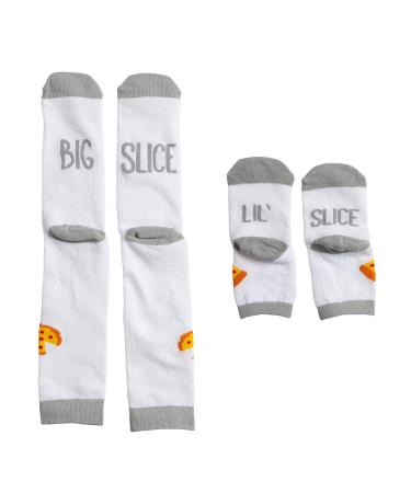 Pearhead Dad & Baby Matching Sock Set, Big & Little Slice Pizza Socks for Parent & Baby, White Daddy & Me Matching Sock Set