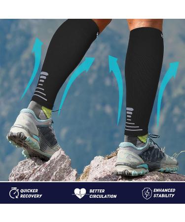 Thoxcare Calf Compression Sleeve for Men Women (1 Pair) - Leg Support Compression Socks for Running - Black/Gray, Large - Buy Online on GoSupps.com