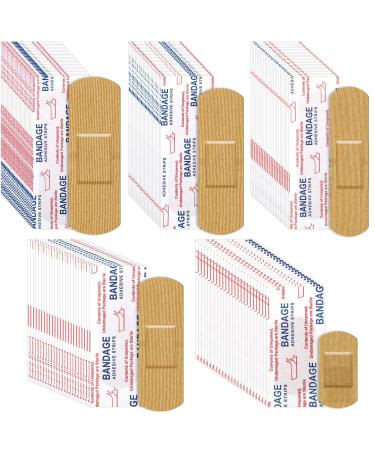 Supervitae 500 Pcs Fabric Adhesive Bandages Assorted Sizes Flexible Breathable Bandages Patch Bandages Fabric Bandages for Family First Aid Skin Wrap Finger Wound  Natural