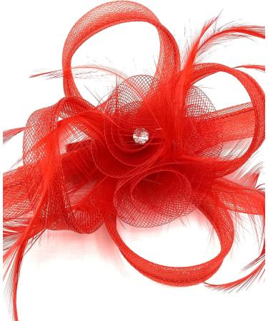 Ladies Feather Beak Clip Fascinator Weddings Races Royal Ascot Hair Piece Clip Red - Buy Online on GoSupps.com