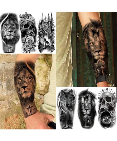 Realistic Black Animals Temporary Tattoos | 22 Sheets | Half Arm Sleeve | 3D Tribal Designs | Halloween Fake Tattoo Stickers - Buy Online on GoSupps.com