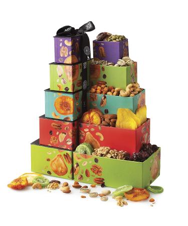 Dried Fruits & Nuts Tower Gift Basket - 5 Tier Gourmet Platter, Healthy Kosher Snack Box for Birthday & Anniversary - Care Package for Men, Women, Adults | Oh! Nuts - Buy Online on GoSupps.com