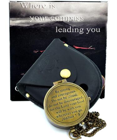 Brass Compass with Joshua 1:9 Confirmation - Christian Gifts for Women, Teens, Moms, Grandmas - Graduation, Easter, Birthday - Inspirational Bible Verse Included - Buy Online on GoSupps.com