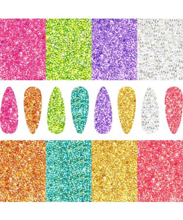 11520 Pieces Ultra Mini Micro Diamond Tiny Diamond Glass Sand Micro Rhinestones Crystal, 0.047 to 0.051 Inch for Nail Art Makeup Phone Hair Clips DIY Craft (Pastel Color)