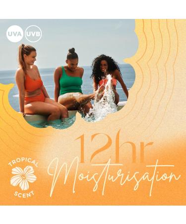 Hawaiian Tropic - Hydrating Protection Sunscreen SPF 30 UVA and UVB Protection 180 ml 12-Hour Moisturisation with Cocoa and Shea Butter Water Resistant Vegan - Buy Online on GoSupps.com
