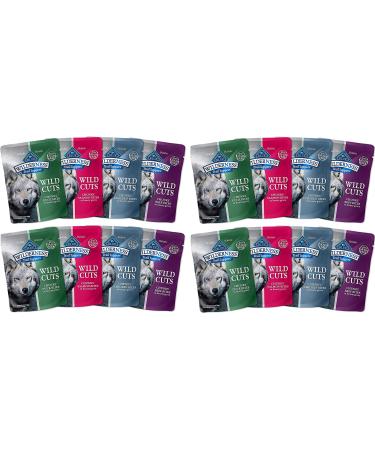 (16 Pack ) BlueBuffalo Wildernes Wild cuts Variety Bundle 4 flover (4 Duck , 4 Salmon , 4 Beef , 4 Chicken ) Cuts High Protein, Natural Wet Dog Food, Chunky Bites in Hearty Gravy, 3-oz Pouches