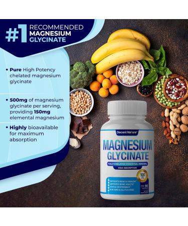 Magnesium Glycinate 500mg Magnesium Supplement - Chelated for High Absorption & Bioavailability Support Sleep, Muscle, Bones, Cramps, Recovery & Energy, Vegan Non-GMO 90 Capsules Vr1 - Buy Online on GoSupps.com