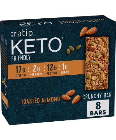 :ratio KETO Friendly Crunchy Bars, Toasted Almond, Gluten Free Snack, 8 ct 8 Count (Pack of 1)