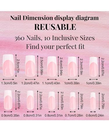 Press on Nails Square French False Nails Full Cover Coffin Fake Nails Nude Color False Nail Glossy French Tip Nail Art Manicure Decorations for Girls Women 360 Pieces - Buy Online on GoSupps.com