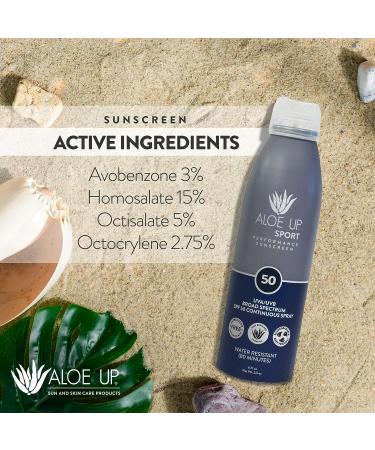 Aloe Up Sport SPF 50 Unscented Sunscreen Spray - 6 oz | Quick-Drying & Non-Greasy | Made in USA | Reef Safe Sun Protection - Buy Online on GoSupps.com