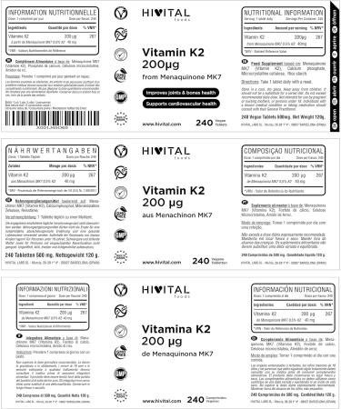Vitamin K2 MK7 200 mcg. 240 Vegan Vitamin K Tablets for 8 Months. 200 mcg Vitamin K2 Menaquinone MK-7 for Am - Buy Online on GoSupps.com