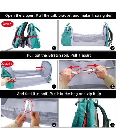 Buy SndMor Mint Green Diaper Backpack - Multifunctional Wrap Bag with Bed Function Stroller Hook & Large Capacity for Moms & Dads - Buy Online on GoSupps.com