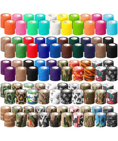 100 Rolls 2 Inch x 5 Yards Self Adhesive Bandage Wrap Breathable Elastic Cohesive Bandage Wrap Non Woven Medical Wrap Colorful Ankle Tape for Stretch Athletic Sports Wrist Ankle 2 Inch X 5 Yards Sports Style