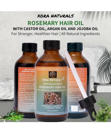 Rosemary Hair Oil - Strengthening & Moisturizing Formula with Castor Argan & Jojoba Oils - 4 fl oz Amber Glass Bottle for Healthy Voluminous Hair - Buy Online on GoSupps.com