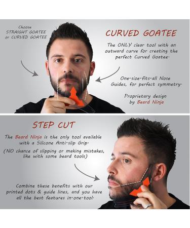 BEARD NINJA Beard Shaping Tool - Lineup & Edging Template for Goatee, Mustache, Neckline - Red - Buy Online on GoSupps.com
