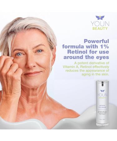 YOUN Beauty Retinol Eye Cream by Dr. Anthony Youn - Paraben-Free Hydrating Under Eye Cream with 1% Retinol & Hyaluronic Acid - Skin Firming Night Cream 1 Fl Oz - Buy Online on GoSupps.com