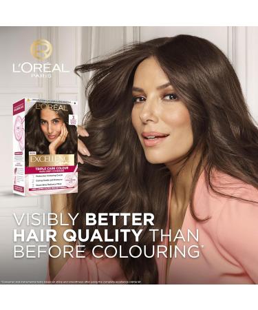 L'Or al Paris Excellence Cr me Permanent Hair Dye Radiant At-Home Hair Colour with up to 100% Grey Coverage Pro-Keratin Up to 8 Weeks of Colour Colour: 3 Natural Darkest Brown - Buy Online on GoSupps.com