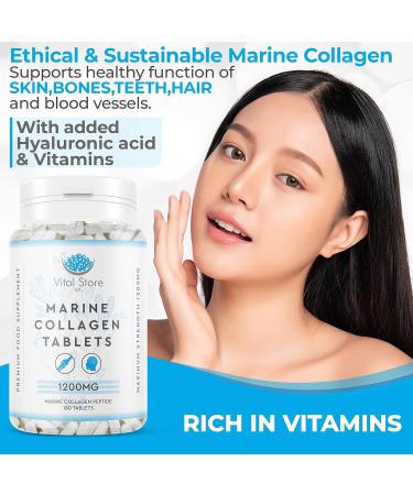 Marine Collagen Peptide Tablets 1200MG - 6 Month Supply - 180 High Strength Hydrolyzed Tablets for Skin, Hair, Muscle & Joints - Buy Online on GoSupps.com