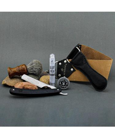 Jag Shaving Cut Throat Razor Set | 3-Part Black Straight Razor Set with Pure Leather Straps - Double-Sided Shaving Solution for a Smooth Shave - Buy Online on GoSupps.com