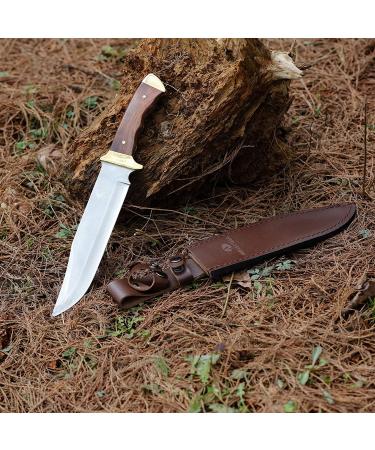 Mossy Oak 14-Inch Bowie Knife with Wood Handle and Leather Sheath - Buy Online on GoSupps.com