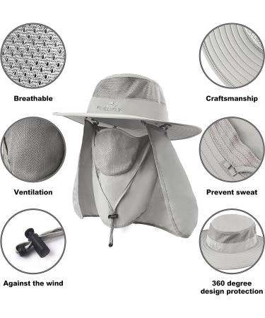 KOOLSOLY Fishing Hat Sun Cap with UPF 50+ Sun Protection and Neck Flap for Man and Women Light Grey - Buy Online on GoSupps.com