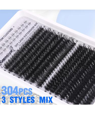 Fluffy Cluster Lashes & Bottom Eyelash Extensions | D Curl 10-18mm Wispy Volume DIY Lashes by Geeneiya - International Shipping Available - Buy Online on GoSupps.com