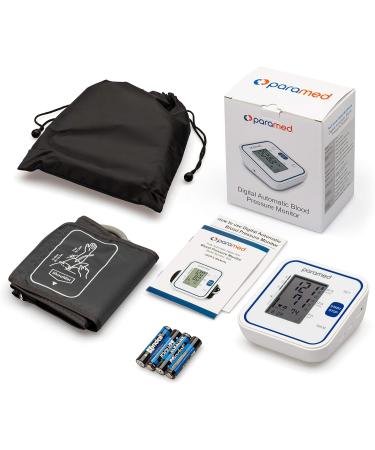 PARAMED Blood Pressure Monitor: Automatic Upper Arm BP Monitor with Cuff 8.7"-15.7" - Digital BP Machine & Irregular Heartbeat Detection 120 Readings Memory - Large LCD - Batteries & Pouch Included - Buy Online on GoSupps.com