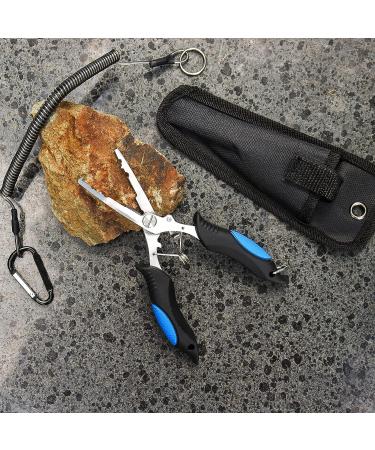 Hapeayou Fishing Pliers- Stainless Steel Hook Remover with Sheath & Lanyard- 6.5 Black+Blue- Freshwater & Saltwater - Buy Online on GoSupps.com