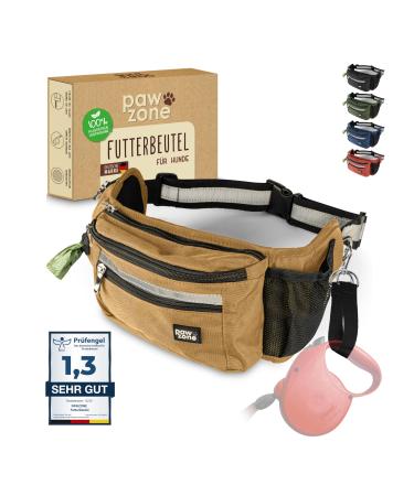 Pawzone Futter bag Dogs - treat for dogs - belly pocket for dog accessories - treats for dogs - including reflector strap & additional belt for flexileine (desert) - Buy Online on GoSupps.com