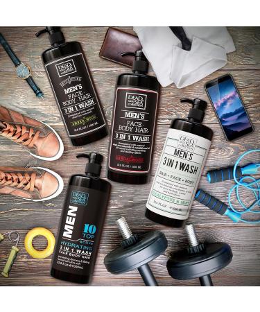 Dead Sea Collection 3-in-1 Body Wash for Men - Amber Wood Cleanser for Body Hair & Face - 33.8 Fl. Oz | International Shipping Available - Buy Online on GoSupps.com
