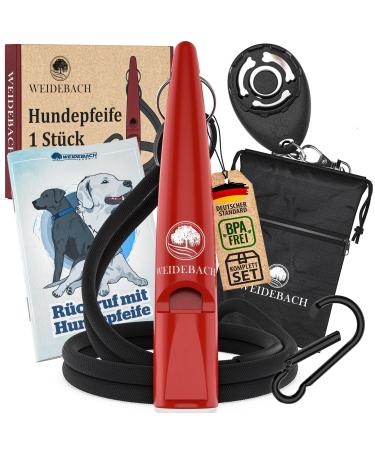 Weidebach improved dog whistle 2.0 with more stable & loud sound including clicker treaty treat and e-book for training with dog standardized quality band & mouthpiece successful recall training 1 piece of red - Buy Online on GoSupps.com