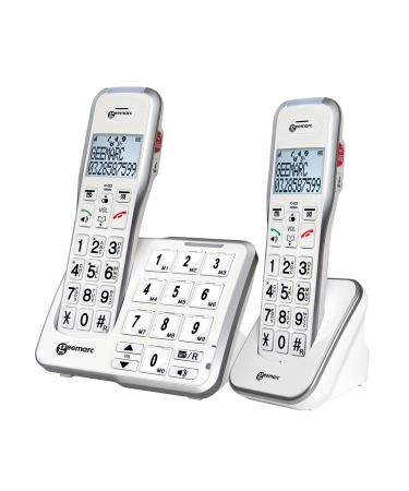Geemarc Amplidect 595 Photo Twin - Loud Cordless Home Phone Set with Photo Memories SOS Function and Large Buttons for Seniors - Medium to Severe Hearing Loss - Hearing Aid Compatible - UK version